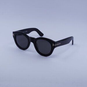 Tom Ford FT1212 01A Lucinda Sunglasses Shiny Black Square Frame, Smoke Lenses
